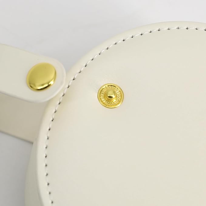 COLLECTIVE HOME - Travel Jewelry Case, Elegant Half-Moon Design with Gold Monogram, Detachable Handle, Personalized Accessory Organizer, Gift for Fashion-Forward Women and Teens (h)