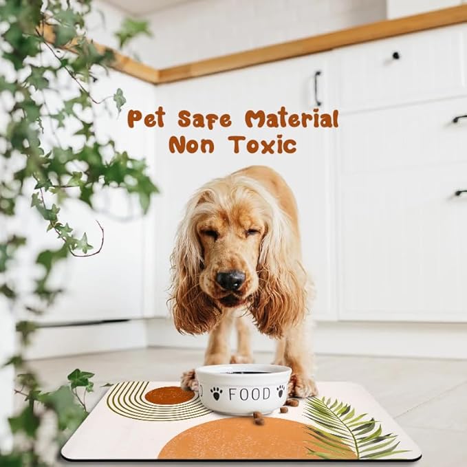 Dog Food Mats for Floors Waterproof, Cat Water Bowl Mats Pet Feeding Absorbent Placemats Bohemia 17 * 30 inch