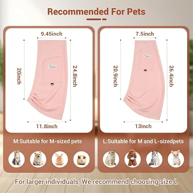 Dog Sling Carrier – Ice Silk Dog Slings for Small Dogs up to 10 lbs, Breathable Dog Carrier Sling with Adjustable Safety Strap & Buckle, Portable Cat Sling Carrier (Pink)