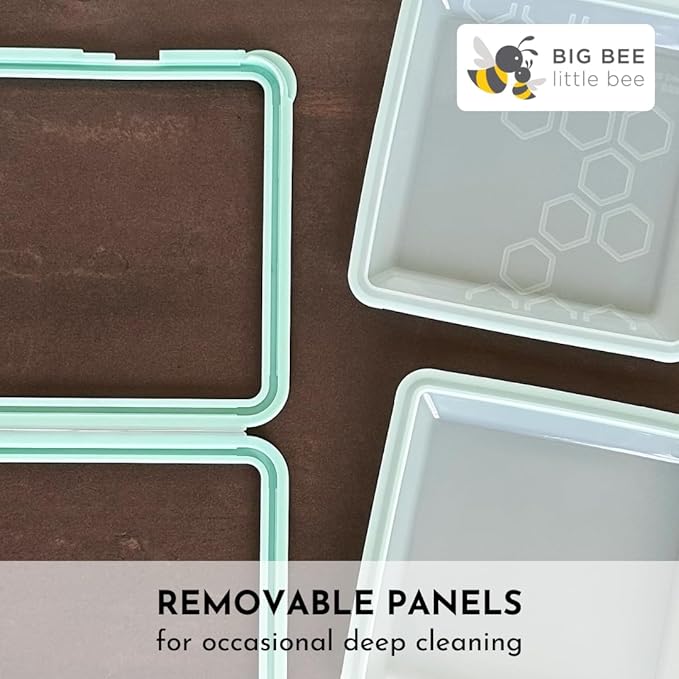 Big Bee, Little Bee - SoftShell Reusable Silicone Food Storage Container with Lid, Easy to Clean, Lays Flat, Snaps Closed, Microwave, Freezer & Dishwasher Safe, As Seen on Shark Tank (Aqua)