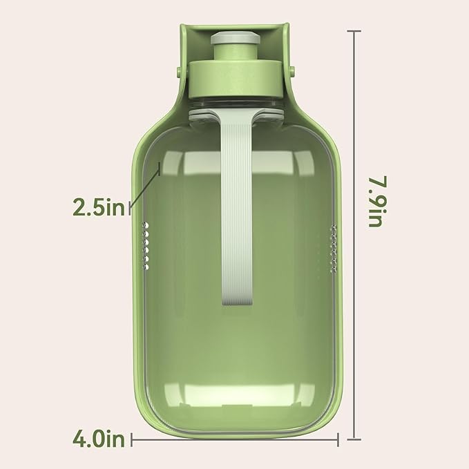 Portable Dog Water Bottle – 19 oz, Exclusive Latest Large Wide-Mouth Folding Design, Durable Handle Strap, Food-Grade Plastic, Ideal for Walking, Hiking & Outdoor Travel(Army green)