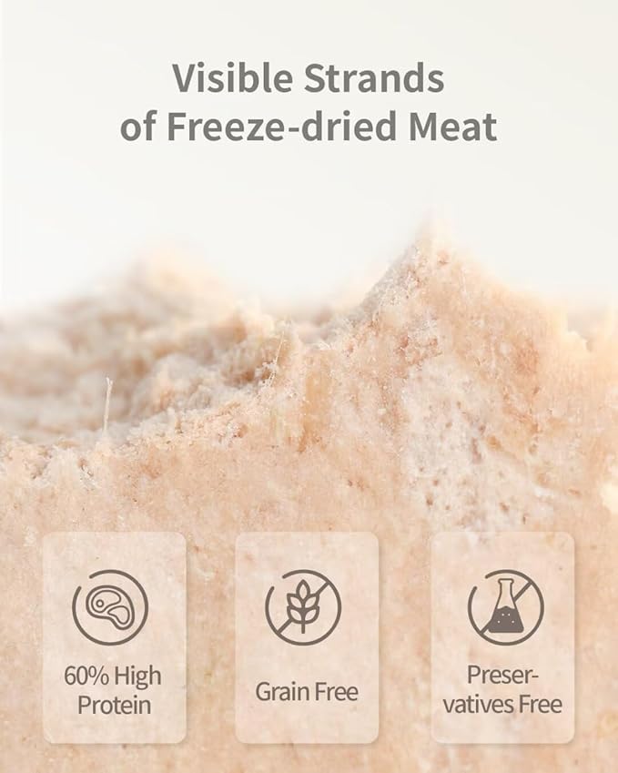 Freeze-Dried Cat Food, High Protein Healthy Freeze Dried Cat Treat & Topper (Rabbit Recipe - 0.7 Ounce)
