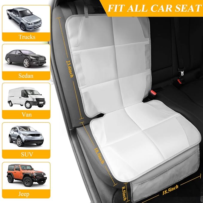 Meolsaek Car Seat Protector for Child Car Seat, Durable 600D Fabric Waterproof Car Seat Cover with Thick Pad Non-Slip Backing (No Imprints)
