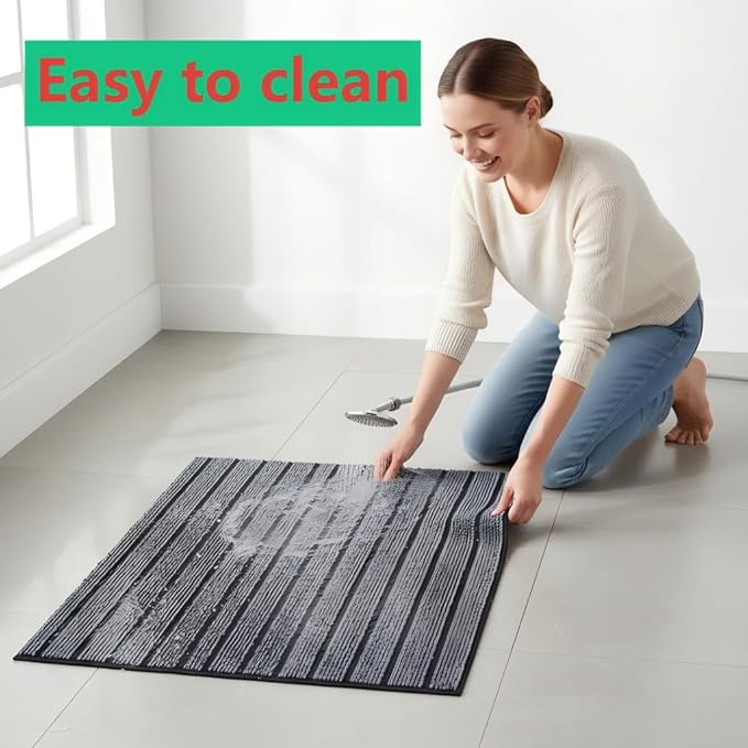 Dog Crate Mat 63"x47" Extra Thick Waterproof Non-Slip Kennel Pad, Absorbent Striped Design for Under Crate, Reusable & Washable Dog Mat for Crate