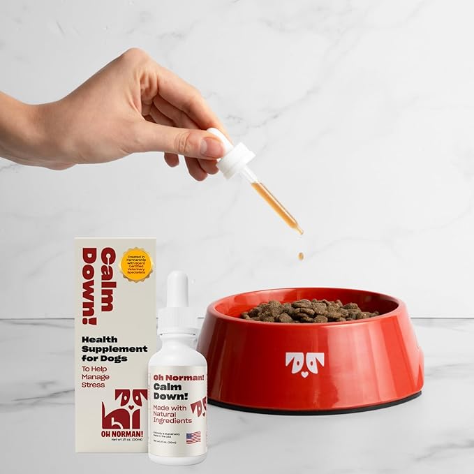 OH NORMAN! Calm Down! by Kaley Cuoco - All-Natural Calm Supplement for Dog Stress Relief - Vet Nutritionist Approved for All Life Stages and Breeds - 1 Fl Oz Calming Supplements for Dogs