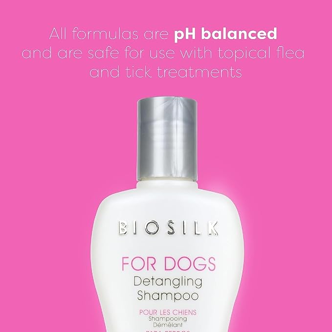 BioSilk for Dogs Silk Therapy Detangling Dog Shampoo | Sulfate Free and Paraben Free Shampoo | Matted Hair Dog Detangler Shampoo for All Adult Dogs, 12 Fl Oz - 2 Pack