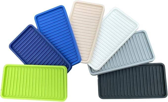 Happitasa Silicone Kitchen Sink Organizer Tray, Sponge Holder and Countertop Protector | Bathroom and Kitchen Soap Dish and Dispenser Tray (Sand Dollar, 10"x5.25")