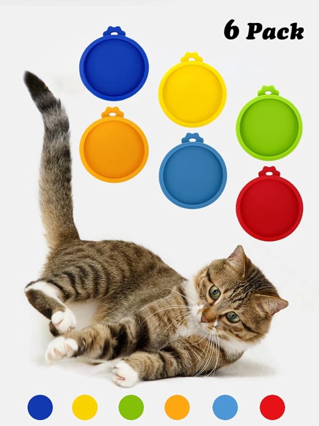 Comtim Cat Food Can Lids, Silicone Small Pet Food Can Lids Covers for 3 oz Cat Food Cans (Multiple)