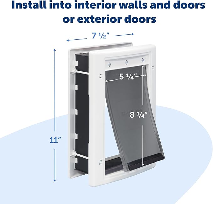 PetSafe Plastic Pet Door - Easy Install for Wood, PVC Metal & Paneled Doors - Rust-Free Plastic Frame - Flap Dimensions 5 1/4" W x 8 1/8" H - for Large Dogs Weighing Up to 100 lb
