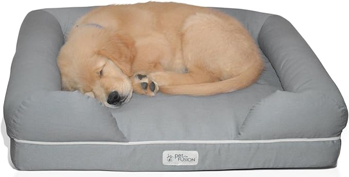 PetFusion Ultimate Dog Bed, Orthopedic Memory Foam, Multiple Sizes and Colors, Medium Firmness Pillow, Waterproof Liner, YKK Zippers, Breathable 35% Cotton Cover