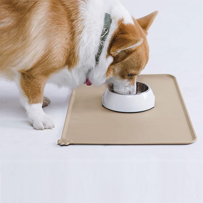AUDWUD Silicone Waterproof Pet Feeding Mats,Anti Slip Bowl Pad, Dog Mat for Food and Water