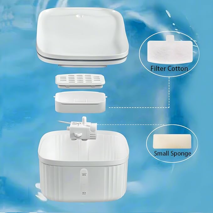 Cat Water Fountain, 101oz/3L Automatic Pet Water Fountain Dog Water Dispenser with LED Light and Water Level Window (Plug not Included)- for Cats, Dogs, Multiple Pets