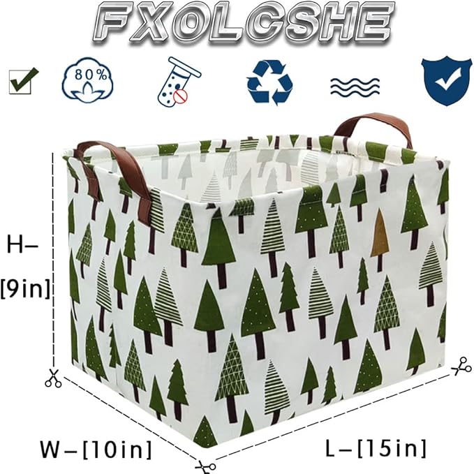 FXOCSHE Tree basket,Laundry Basket Green Hamper Fabric Laundry Hamper,for baby hamper Nursery Toy Organizer tree room decor,Christmas gift decor,Gift Basket (tree)
