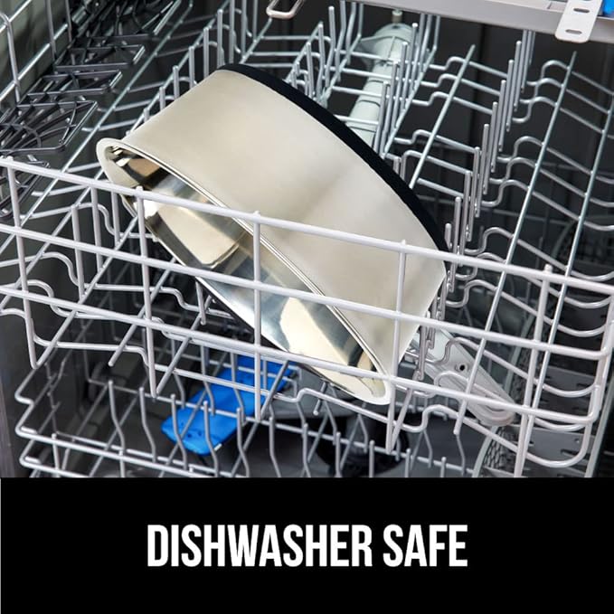 GORILLA GRIP Dog Bowls, Holds 4 Cups Each (32 fl oz), Heavy Duty Stainless Steel Food and Water Bowl for Feeding Dogs and Cats, Dishwasher Safe, Rust Resistant, BPA Free Rubber Base, Set of 2 Black