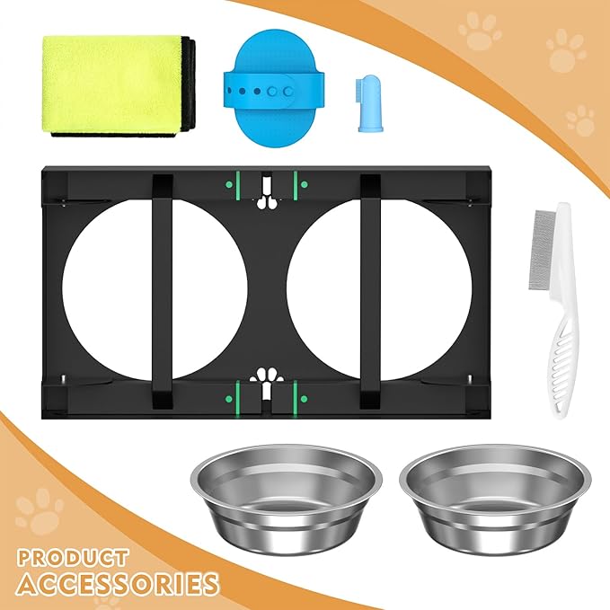 Metal Elevated Dog Bowls Stand Large Breed, Height Adjustable Raised Dog Bowls Holder with 2 Stainless Steel Food Bowls for Small, Medium and Large Canine