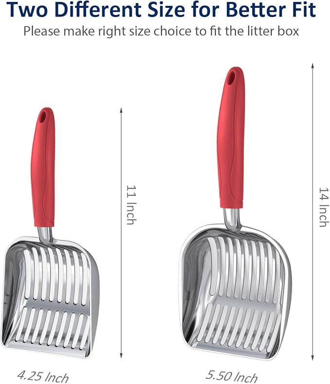 WePet Cat Litter Scoop, Aluminum Alloy Sifter, Kitty Metal Scooper, Deep Shovel, Long Handle, Poop Sifting, Kitten Pooper Lifter, Durable, Heavy Duty, for Litter Box