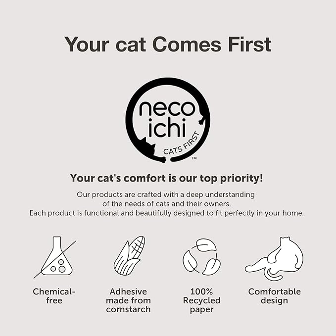 Necoichi Cardboard Cat Scratcher Bed for Indoor Cats - Cat Scratching Board, Horizontal Cat Scratch Pad Lounger with Reversible Usability and Extra Comfort for Lounge, Curved (22" Large, Dark Cherry)