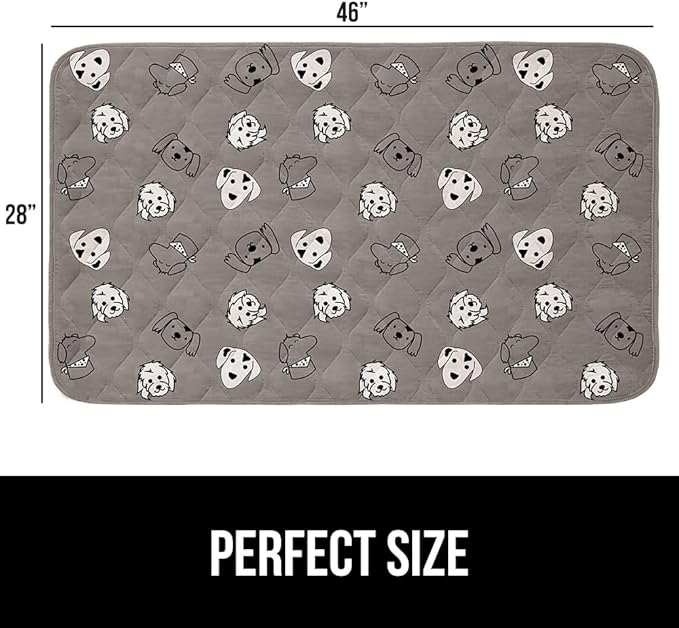 GORILLA GRIP Washable Puppy Pads, 46x28, Slip Resistant Dog Crate Mat, Waterproof Cloth Pee Pad for Training Puppies in Playpen, Reusable Pet Incontinence Blanket, Protects Sofa, Dog Faces