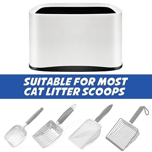 Universal Cat Litter Scoop Holder-Kitty Litter Scooper Caddy for Litter Box-Sturdy Scoop Stand Trash Container Suitable for Most Metal Litter Scooper-White