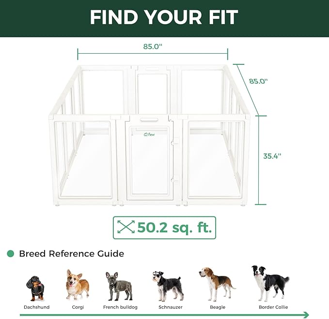 FXW AuraSpace Acrylic Indoor Dog Playpen for Medium Dogs, 35 Inch, 12 Panels, White