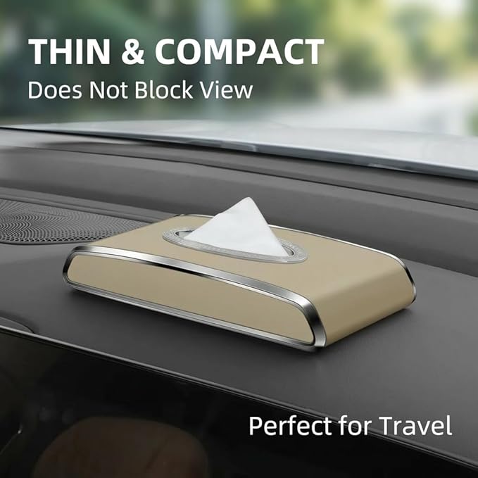 Leather car Tissue Holder for car Interior, Multi-Function car Visor Tissue Holder, Armrest & Back Seat Tissue Box for car, car Kleenex Holder (Black Flat)