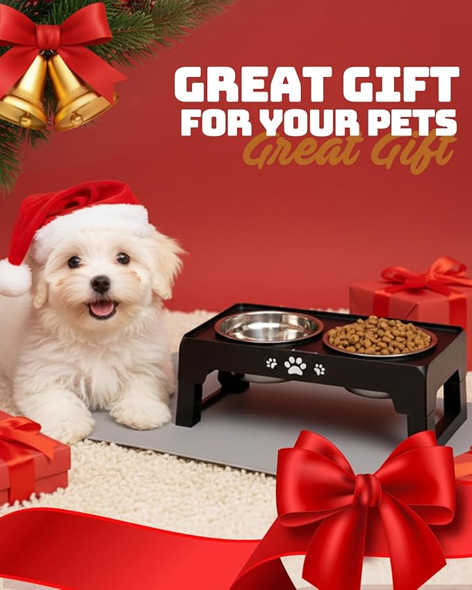 Jovrun Elevated Dog Bowls for Small Medium Large Size Dogs, Non-Slip Dog Feeder with 2 Food Water Bowls, 2-5 Heights Adjustable Raised Bowls Stand