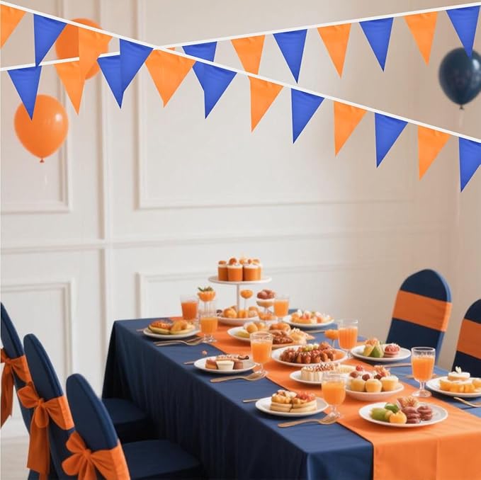 Orange and Blue Pennant Banner Flags Garland Streamers Party Decorations for Birthday Wedding Classroom Graduation 60Feet 40Flags