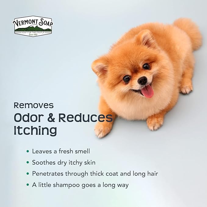 VERMONT SOAP Organics Pet Shampoo - Infused with Organic & Natural Olive Oil, Coconut & Aloe Vera Dog Shampoo for Sensitive Skin - USDA Certified Grooming, Lavender (64oz)