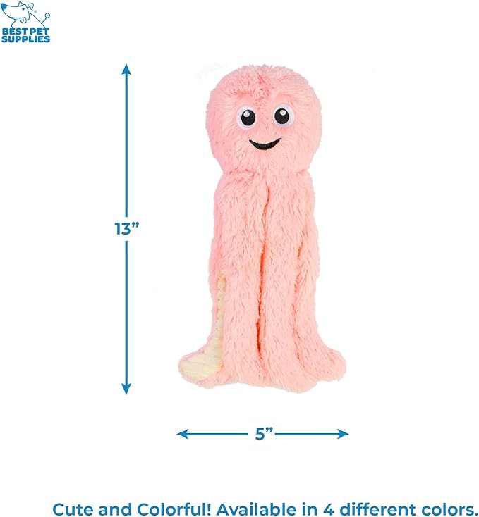 Best Pet Supplies Interactive Squeaky Dog Chew Toy, Ideal Dog Toys for Chewers, Small, Medium & Large Dogs, and Fetch Lovers - Octomutant (Pink), Large