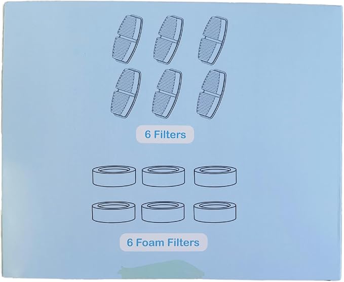 Cat Fountain Replacement Filters: 24 Pet Fountain Filter for FOFNON Cat Water Fountains - 6 Months Set of Pet Fountains Filter - Including12 Pieces Filters + 12 Pieces Sponges