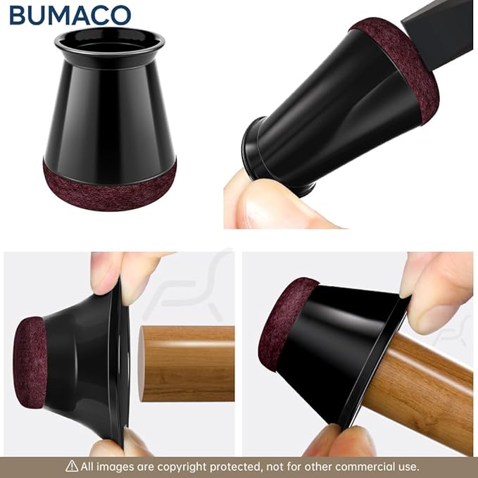 BUMACO Chair Leg Floor Protectors Chair Leg Protectors for Hardwood Floors Silicone Pads Covers to Protect Floors Black-20 Pcs Universal XS (8/16"-15/16")