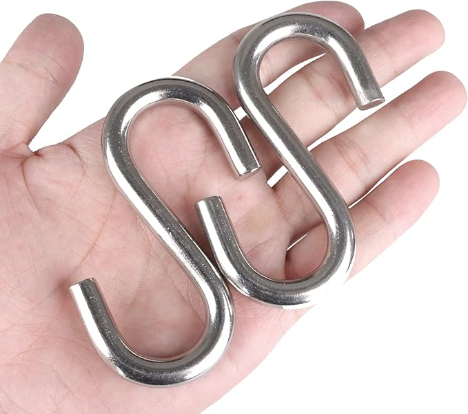 15 PCS 304 Stainless Steel S Hooks 3.2 Inch 5/16 Inch Thick Heavy Duty S Hooks S Shaped Utility Hook for Hanging Hammock Stand Swing Plants, Loads up to 550 lbs