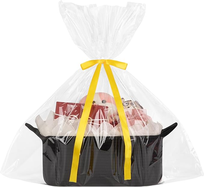 OIASKET Basket for Gifts Empty, Woven Storage Basket with Gift Bag, Ribbon and Wrap Tissue Paper, Small Rope Toy Storage with Handles for Baby Shower, Dog Toy Organizer, 13.6" x 10" x 5.9”