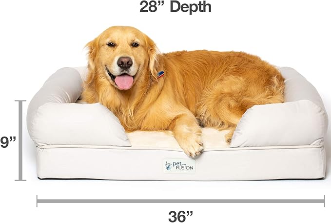 PetFusion Ultimate Dog Bed, Orthopedic Memory Foam, Multiple Sizes and Colors, Medium Firmness Pillow, Waterproof Liner, YKK Zippers, Breathable 35% Cotton Cover