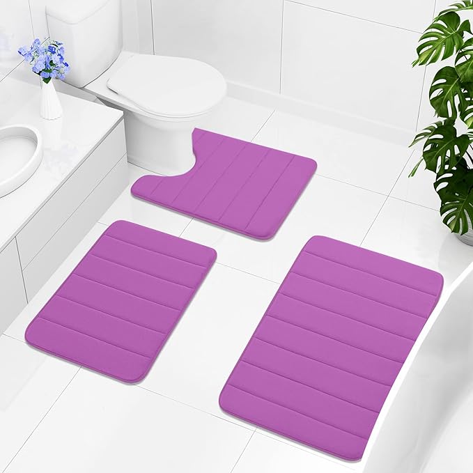 Buganda Memory Foam Bath Mat, 55" x 24", Ultra Soft and Non-Slip Bathroom Rugs, Water Absorbent and Machine Washable Bath Rug Runner for Bathroom, Shower, and Tub, Violet