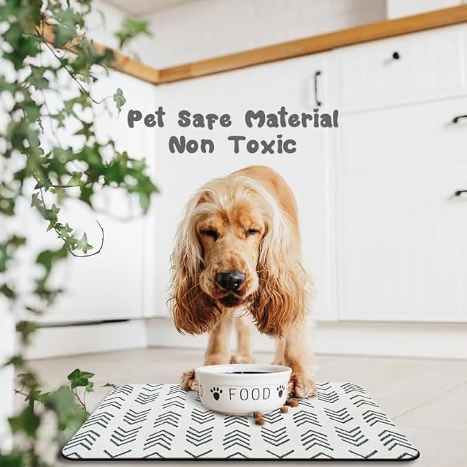 Dog Food Mats for Floors Waterproof, Dog Cat Water Bowl Mats Pet Feeding Absorbent Mat Dog Cat Pet Placemats for Food and Water 17 * 30 inch