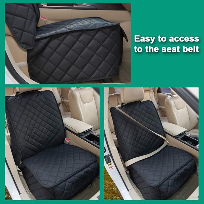HAPYFOST Waterproof Front Seat Cover Dog Car Seat Covers Nonslip and Full Protection with Side Flaps Fits Most Cars, Trucks, SUVs(Black, 2Pack)