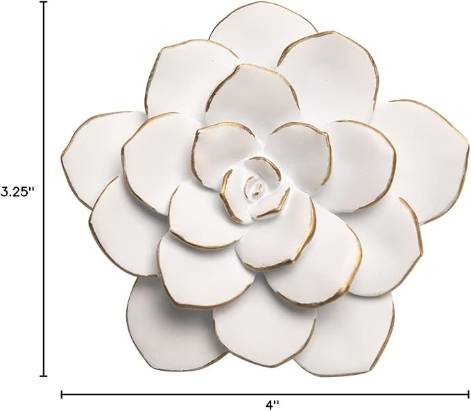 Guichifun Flower Wall Decor 3D Resin Succulent plants - Wall Hanging Decor Art Decor for Home Bedroom Living Room White Christmas Gift 3.25 X 4 X 1.25 Inch
