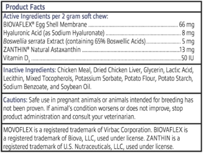 MOVOFLEX Soft Chews Hip and Joint Support Supplement for Small Dogs 60 Count by Virbac
