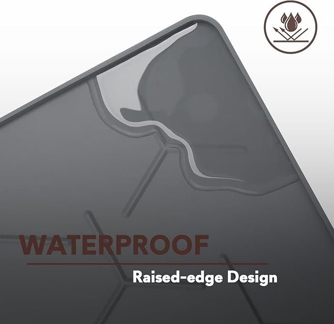 Garoopion Cat Litter Box Mat, Large 34" X 22" Cat Litter Mat, Waterproof Silicone Pad for Floor, Dark Gray