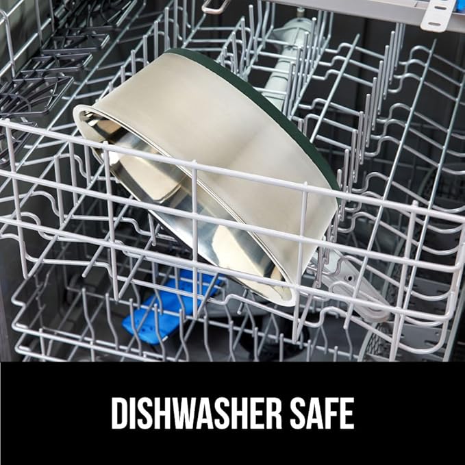 GORILLA GRIP Dog Bowls, Holds 1 Cup Each (8 fl oz), Heavy Duty Stainless Steel Food and Water Bowl for Feeding Dogs and Cats, Dishwasher Safe, Rust Resistant Metal BPA Free Rubber Base, Set of 2 Green