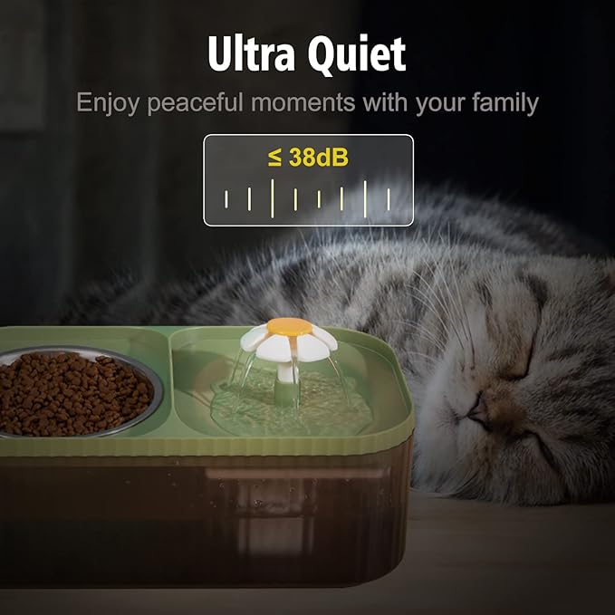 Suertree Cat Fountain Water Bowl Stainless Steel, 101oz/3L Automatic Pet Water Fountain, Dog Water Dispenser Cat Feeding Watering Supplies with 2 Filters for Cats, Dogs, Pets Green