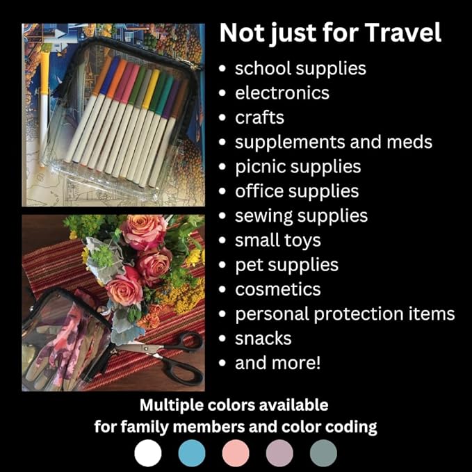 BORSALI TSA Approved Toiletry Bag - Clear Quart Size for 3-1-1 Carry On Travel - Makeup Organizer Cosmetic Pouch with Zipper - Travel Accessories - Gray