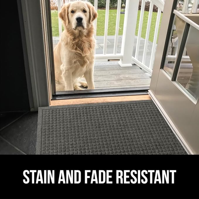GORILLA GRIP Front Door Mat, 72x24, Indoor Outdoor Ultra Absorbent HydroAbsorb Doormat, Absorbs Up to 2.75 Cups of Water, Stain and Fade Resistant, Rubber Backing Doormats, Captures Dirt, Grey