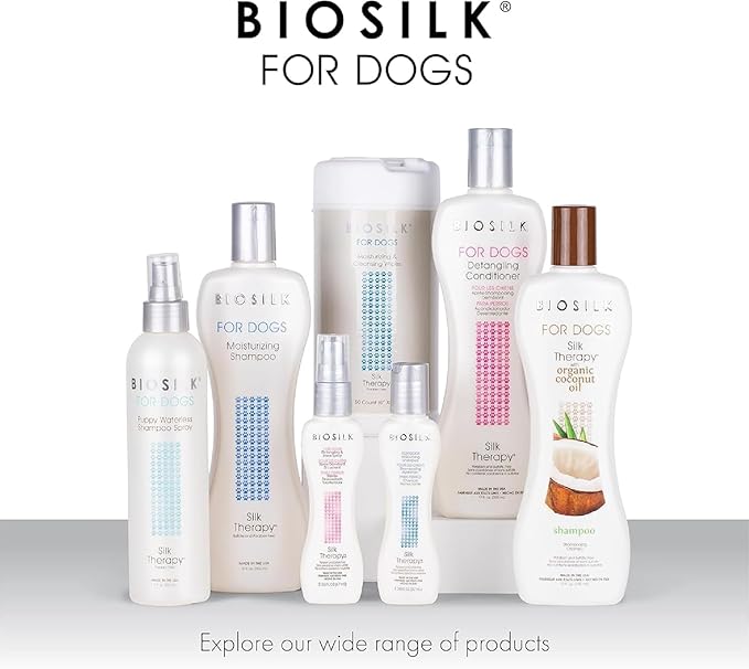 BioSilk for Dogs Silk Therapy Detangling Dog Shampoo | Sulfate Free and Paraben Free Shampoo | Matted Hair Dog Detangler Shampoo for All Adult Dogs, 12 Fl Oz - 2 Pack