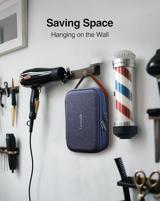 Luxtude Hair Clipper Case Travel, Portable Barber Cases, Hard Barbers Bags for Clippers and Supplies, Sturdy Trimmer Bag, Barbers Accessories for Wahl/Hatteker/Oneisal/Andis Grooming (Case Only, Blue)