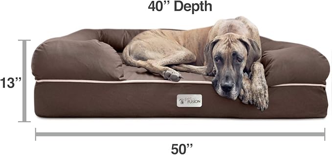 PetFusion Ultimate Dog Bed, Orthopedic Memory Foam, Multiple Sizes/Colors, Medium Firmness Pillow, Waterproof Liner, YKK Zippers, Breathable 35% Cotton Cover, 1yr. Warranty,Brown, XXL Jumbo (50x40")