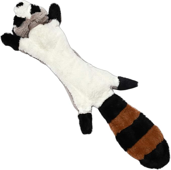 Sesyomr No Stuffing Dog Toys with Squeakers, Durable Stuffingless Plush Squeaky Dog Chew Toy Set,Crinkle Dog Toy for Medium and Large Dogs, 5 Pack(Squirrel Raccoon Fox Skunk and Penguin), 24Inch