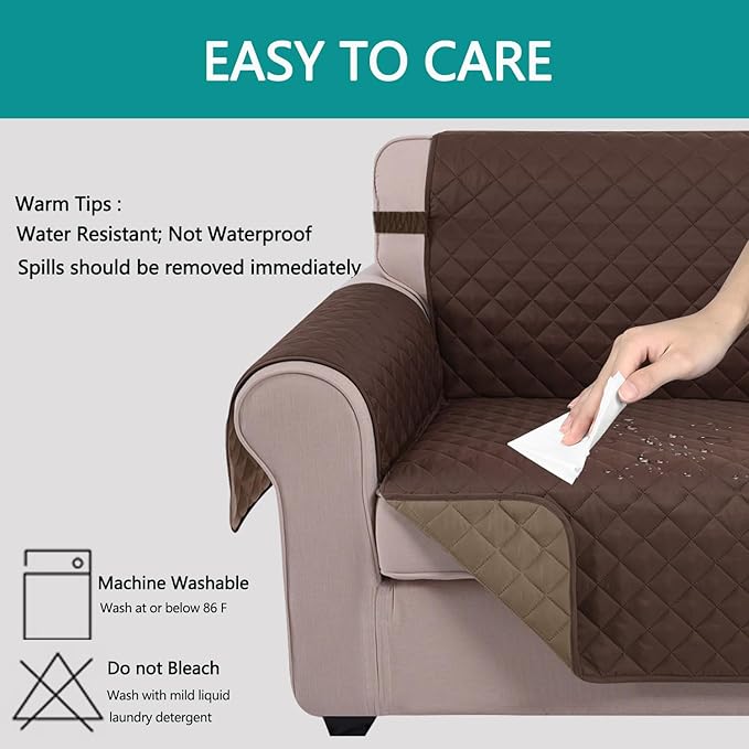 U-NICE HOME Futon Sofa Covers Reversible Sofa Slipcover Armless Cover Furniture Protector Couch Cover Water Resistant (Futon, Chocolate/Taupe)