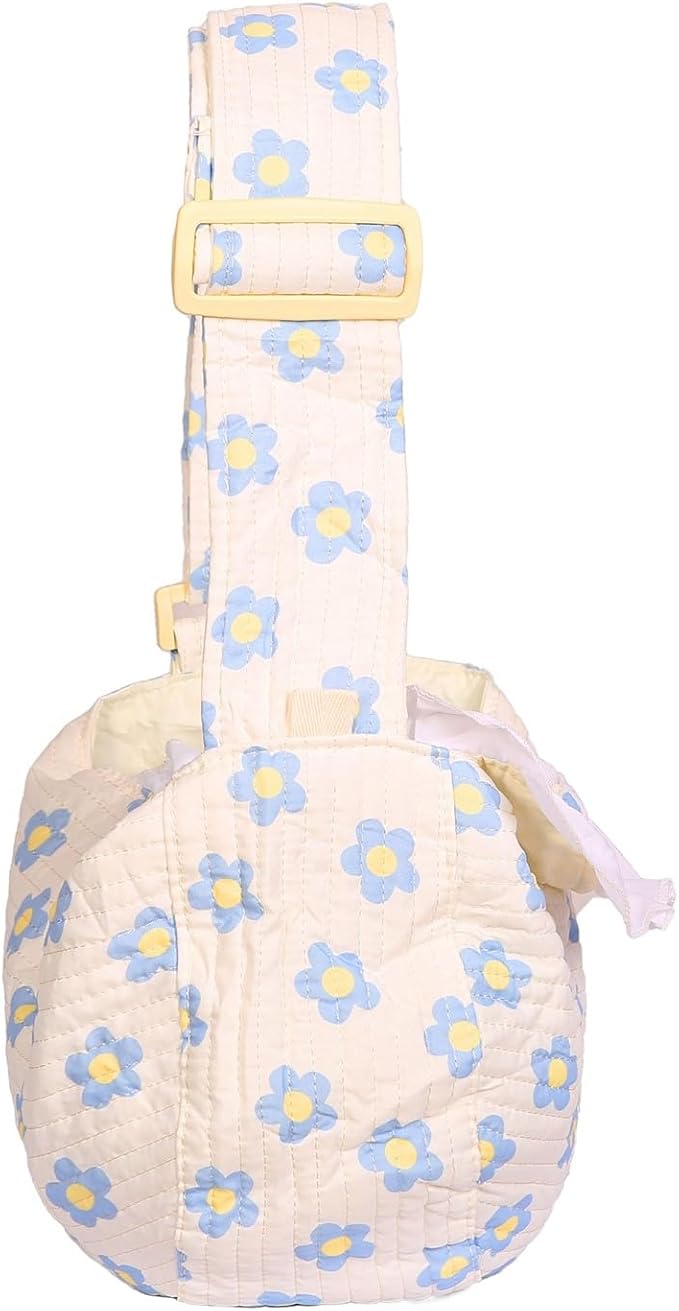 Floral Print Pet Carrier Bag for Small Dogs and Cats, Carry 5-15 Lbs Pet Purse, Hands-Free Design Pet Bags(Blue Floral, Small)